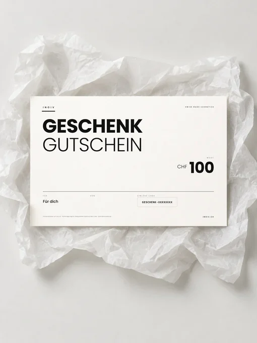 Inoiv Geschenkgutschein CHF 100 Inoiv Geschenkgutschein über CHF 100 auf weissem Seidenpapier